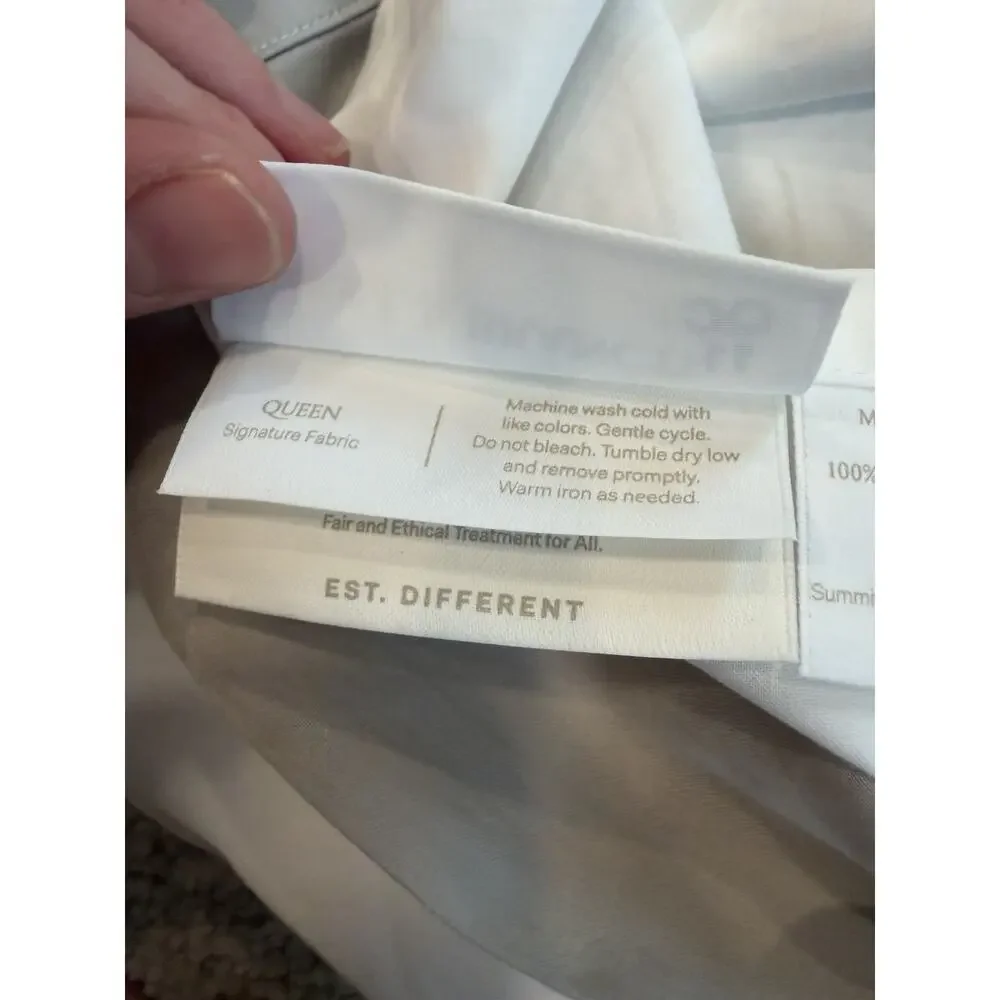Boll & Branch Organic Cotton King Sheet Set White Pewter Trim NEW $378